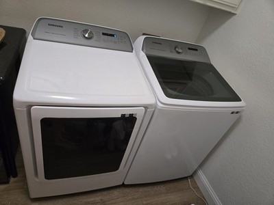 Samsung 5.4 cu.ft. Smart Top Load Washer + 7.4 cu. ft. Smart Electric Dryer Set