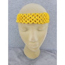 Yellow Crochet Headband Boho Woven Elastic Stretch Hair Band Accessory