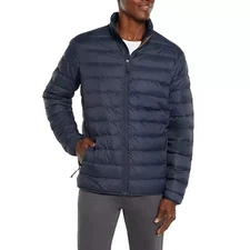 Eddie Bauer Men's Packable Jacket Size XL Insignia Blue / Golden Brown 80% Down