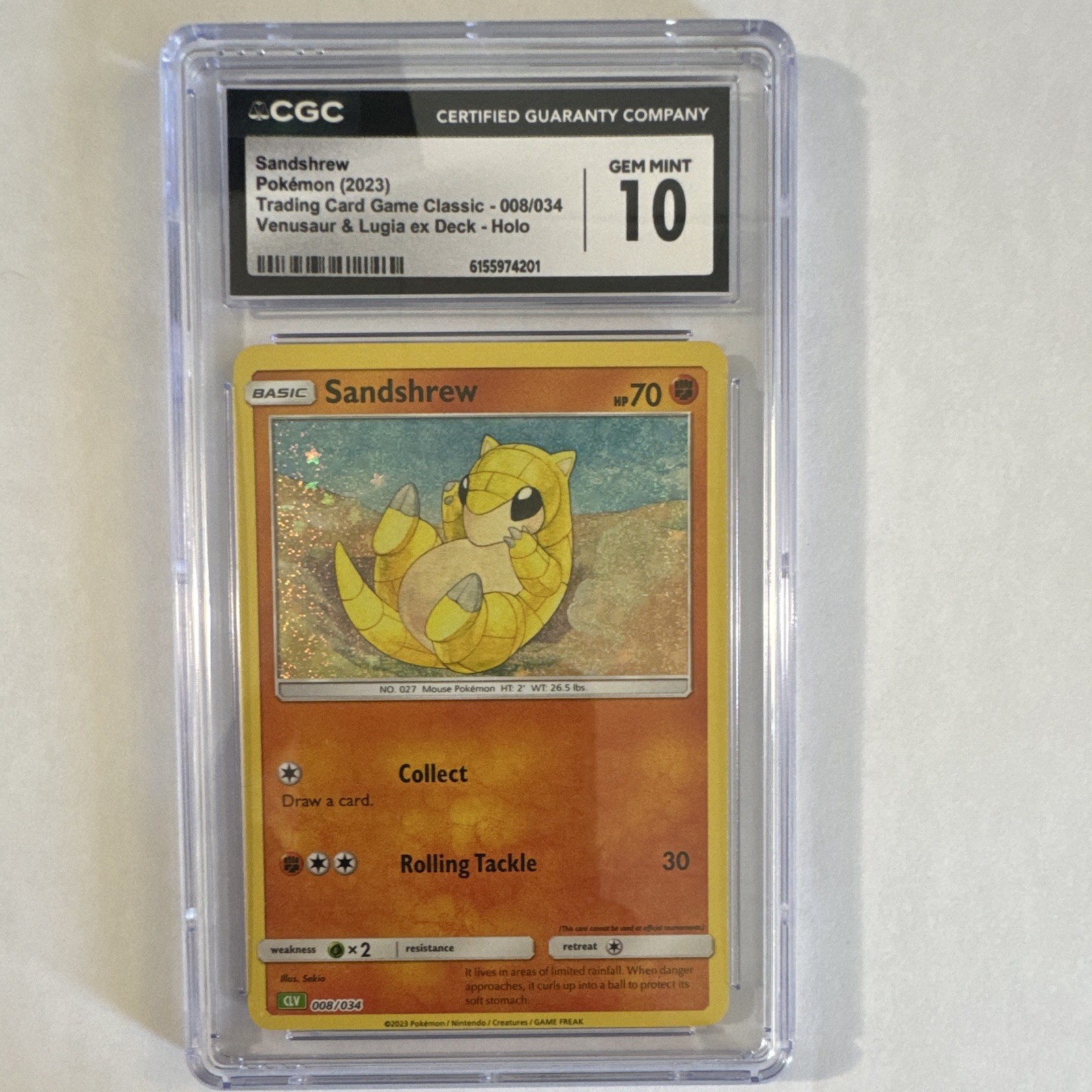 CGC 10 Sandshrew 008/034 Trading Card Game Classic Holo English 2023