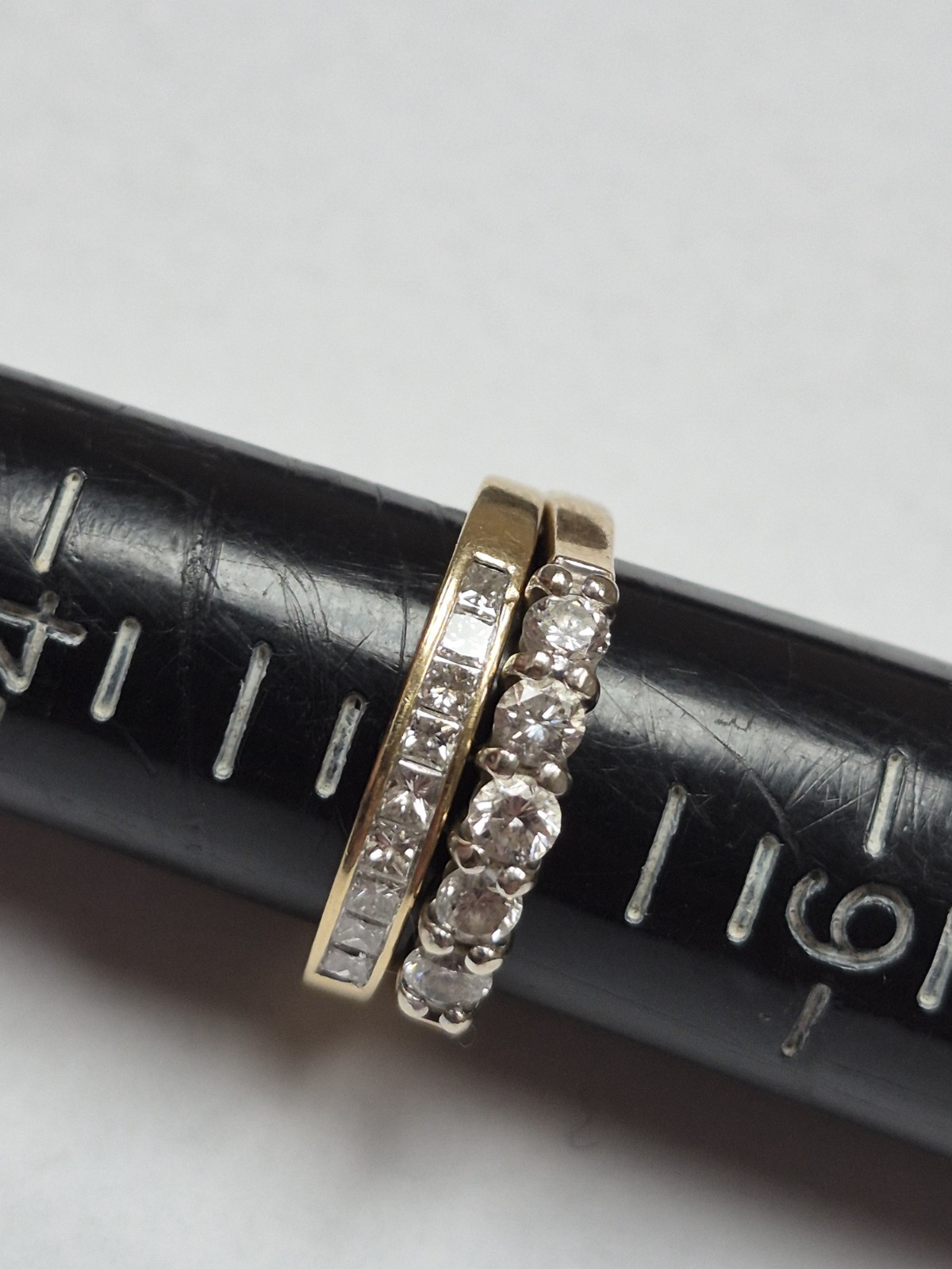 Two Piece 14kt Solid Yellow Gold Ring Diamond Rin… - image 1