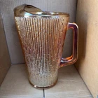 Jeanette Tree bark Marigold Carnival Glass Pitcher