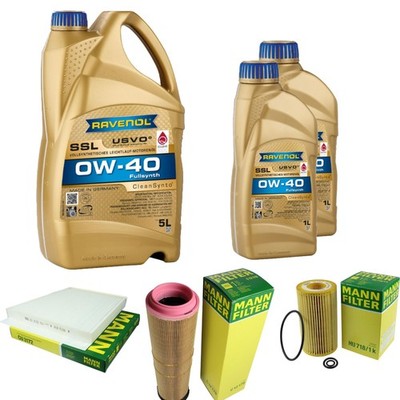 MANN Inspektionspaket 7L RAVENOL SSL 0W-40 für Mercedes E-Klasse W211 S211
