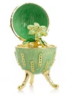 Keren Kopal Egg with Flowers Trinket box Decorated with Austrian Crystals