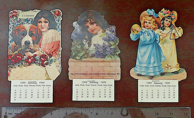 Gallery Graphics 1999 Vintage Calendars Mini Magnetic Lot QTY 3 Victorian (CAL)