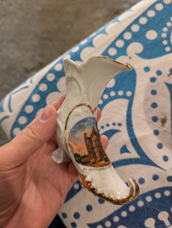 Vintage All Saints Catholic Church Richford VT Bone China Shoe C1890s