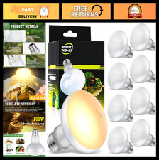 8 Pcs 100W Reptile Heat Lamp Bulbs - UVA Basking Light for Bearded Dragons, Turt