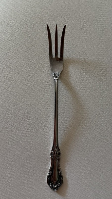 International Sterling Silver  Rose Lemon Fork 5 7/8”Small 3 prong Serving Fork