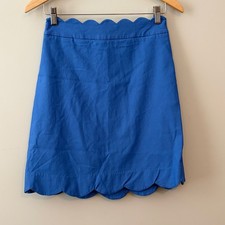 J.McLaughlin Cornflower Blue Scalloped Hem A-Line Mini Skirt Stretch Womens 4