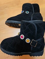 Kurt Geiger Girls Sz 3 London Mini Orson Booties Black Quilted Jeweled Boot