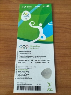 Used Ticket Olympic 12.08. 2016 Rio Olympia A21 Basketball China Australia 1