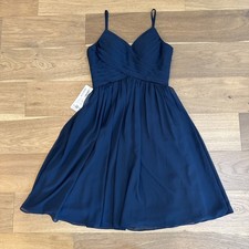 Azazie Sonia Dress Sz 6 Dark Navy Chiffon Homecoming Bridesmaid Cocktail NWT