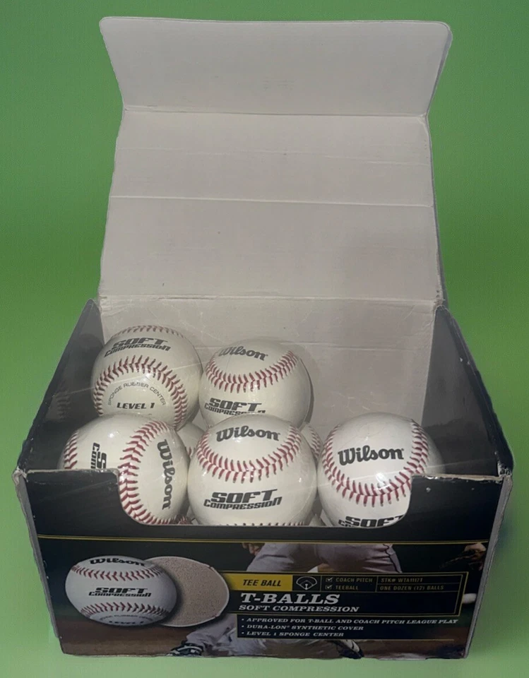 1 estuches 11 pelotas de béisbol totales Wilson A1117 jóvenes de compresión suave nuevas en caja Foto 2 de 4