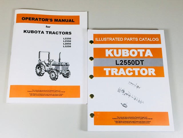 KUBOTA L2550DT L2550 TRACTOR OPERATORS OWNERS MANUAL PARTS CATALOG SET