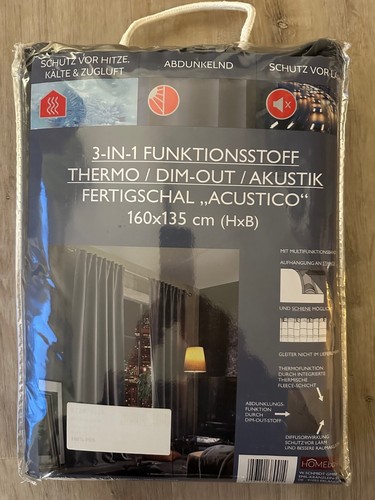 3-in-1 Vorhang - Thermo/Dim-Out/Akustik - mit Multifunktionsband grau 160x135 cm - Bild 2 von 3