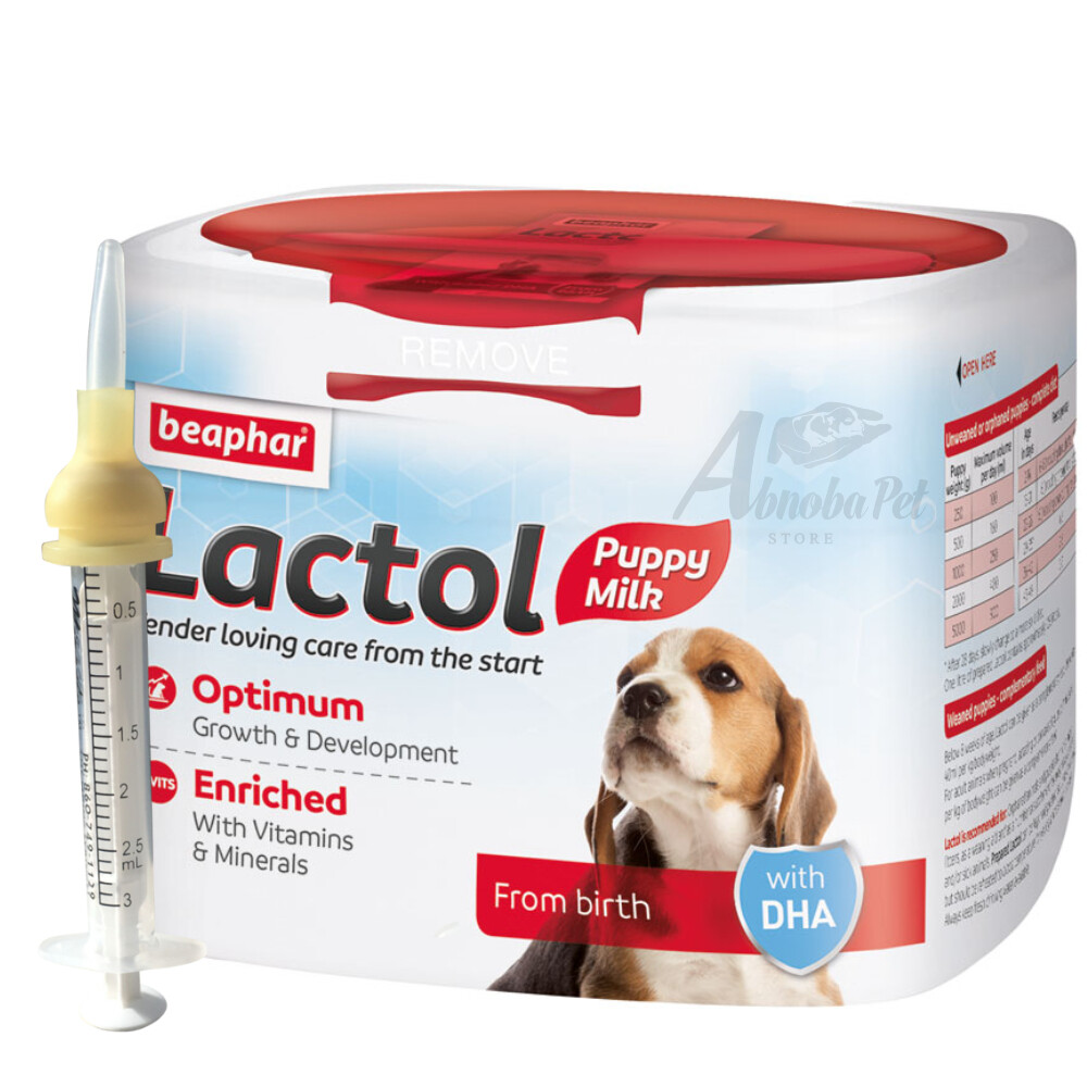 250g Puppy Milk Beaphar Lactol + Cleft / Longer Nipple Syringe Nurser Whelping