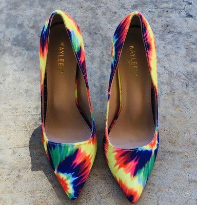 tie dye chunky heels