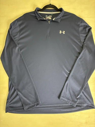 Under Armour UA Long Sleeve Golf Polo Shirt HeatGear Loose Fit Navy Blue XL