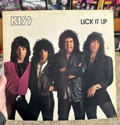 kiss Lick It Up album Signed Paul Stanley Gene Simmons Eric Carr