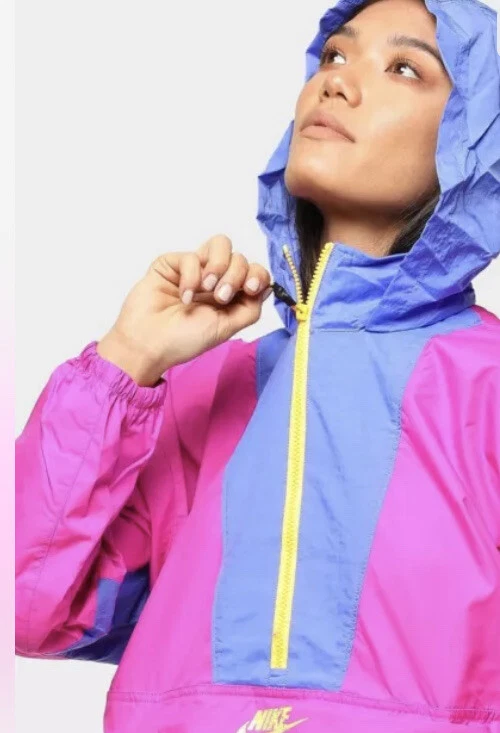 NIKE SPORTSWEAR ICON CLASH LIGHTWEIGHT PACKABLE JACKET HOOD PINK CJ2289-601  XS