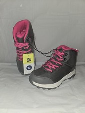 Gray  Pink Lace Up Winter Boots For Girls. All in Motion, Size 13Y. NWT
