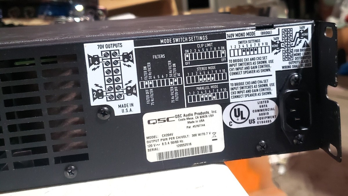 QSC 音響特機/放送用4chパワーアンプ/CX204V/C5120009Q/Bランク/77【中古】 QSC CX204V 70V 4 Channel Power Amplifier - Black for sale
