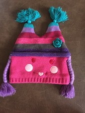 Girl's The Childrens Place Pink Face, Braid, Tassle Hat Size 18-24 Months EUC