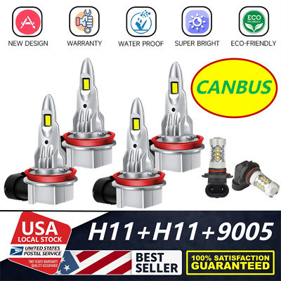 H11 H11 9140 6000K Combo 2-Side CSP LED Headlight Kits High/Low Bulbs CANBUS