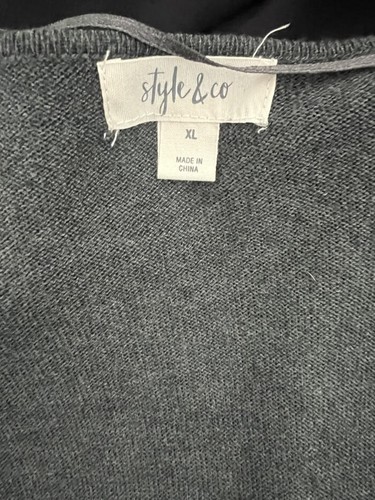 STYLE & CO Ladies XL Knit Drape Front Cardigan Sweater Gray Bell Sleeves GUC - Picture 3 of 4