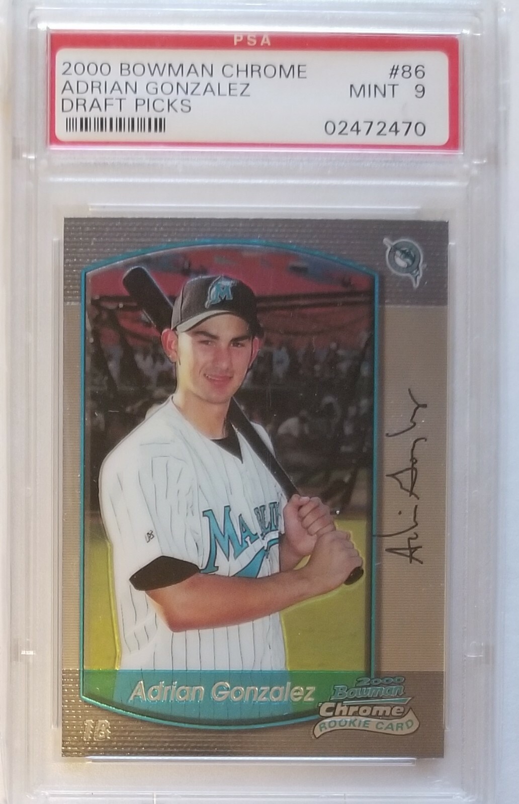 2000 BOWMAN CHROME ADRIAN GONZALEZ PSA 9 MINT FLORIDA MARLINS ROOKIE RC
