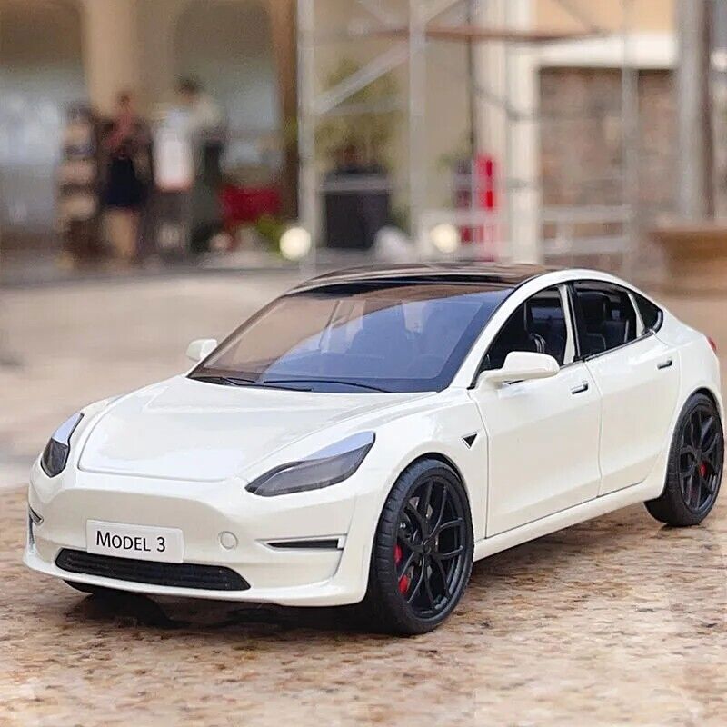 1:24 Tesla Model3 Diecast Vehicle Model Car Toy W/ Sound Light Christmas Gift
