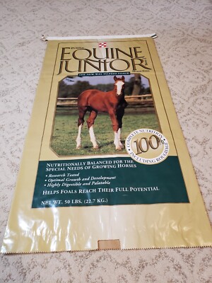 VINTAGE PAPER PURINA EQUINE JUNIOR HORSE FEED SACK BAG GREAT WALL ART!