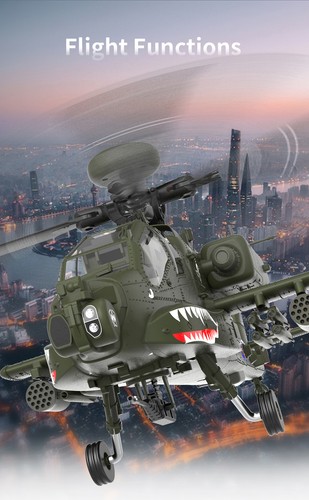 YXZNRC F11 AH-64D Apache 6Axis Gyro 2.4G 6CH 3D Aircraft RC Helicopter 2 Battery - Picture 13 of 23