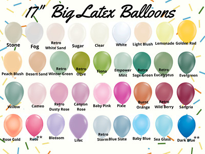 USA 16-17'' LARGE Latex Balloons 10 PCS, Qualatex, Tuftex USA, Kalisan, Sempertex