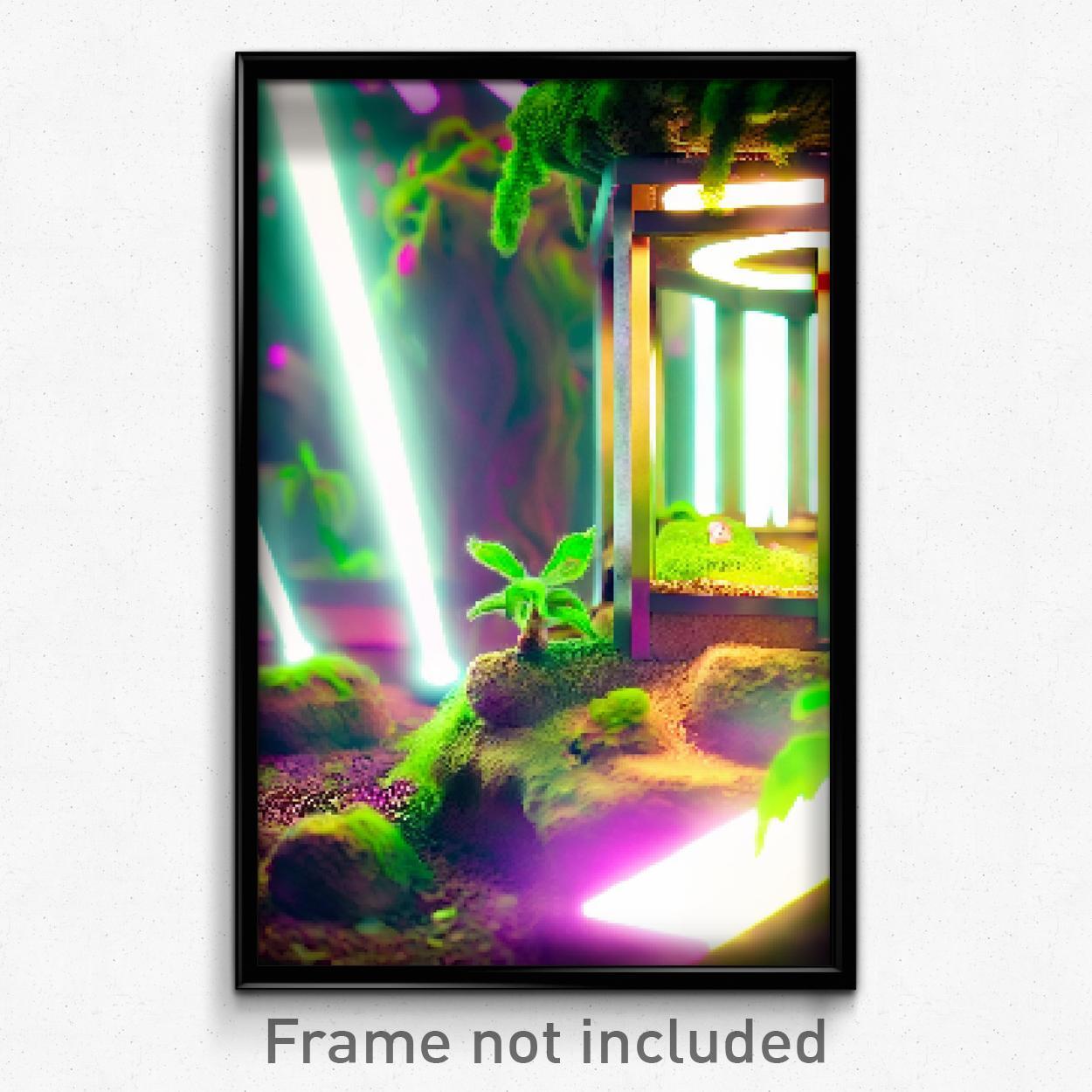 8 Bit Wiggly Terrarium Pixel Art Psychedelic Video Game Poster