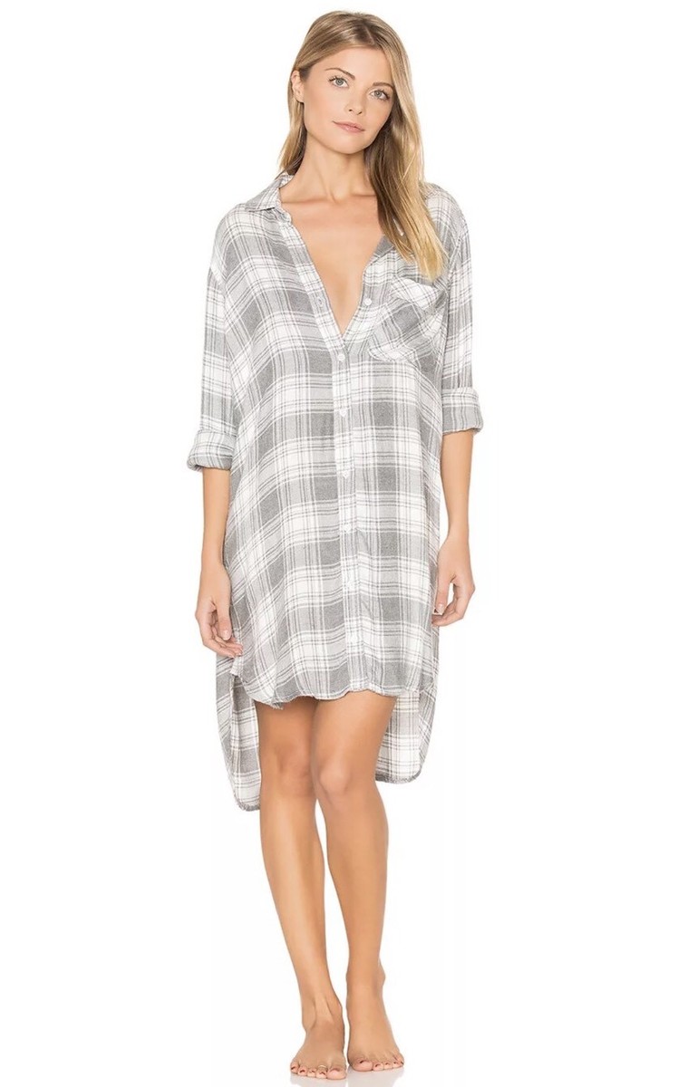 NEW CLOTH & STONE XS LONG SLEEVE SHIRT DRESS PLAID WHITE HEATHER GRAY X SMALL NEW CLOTH & STONE XS LONG SLEEVE SHIRT DRESS PLAID WHITE HEATHER GRAY X SMALL