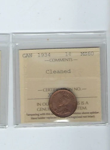 CANADA 1C CENTS 1934 King George V  ICCS UNC