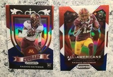 2021 Prizm Draft RC Rashod Bateman Red White Blue 2 Lot All-Americans + Crusade