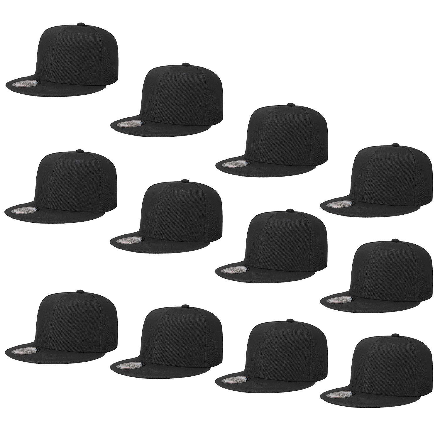 Falari Wholesale 12 Pack Snapback Hat Cap Hip Hop Style Flat Bill Blank Solid...