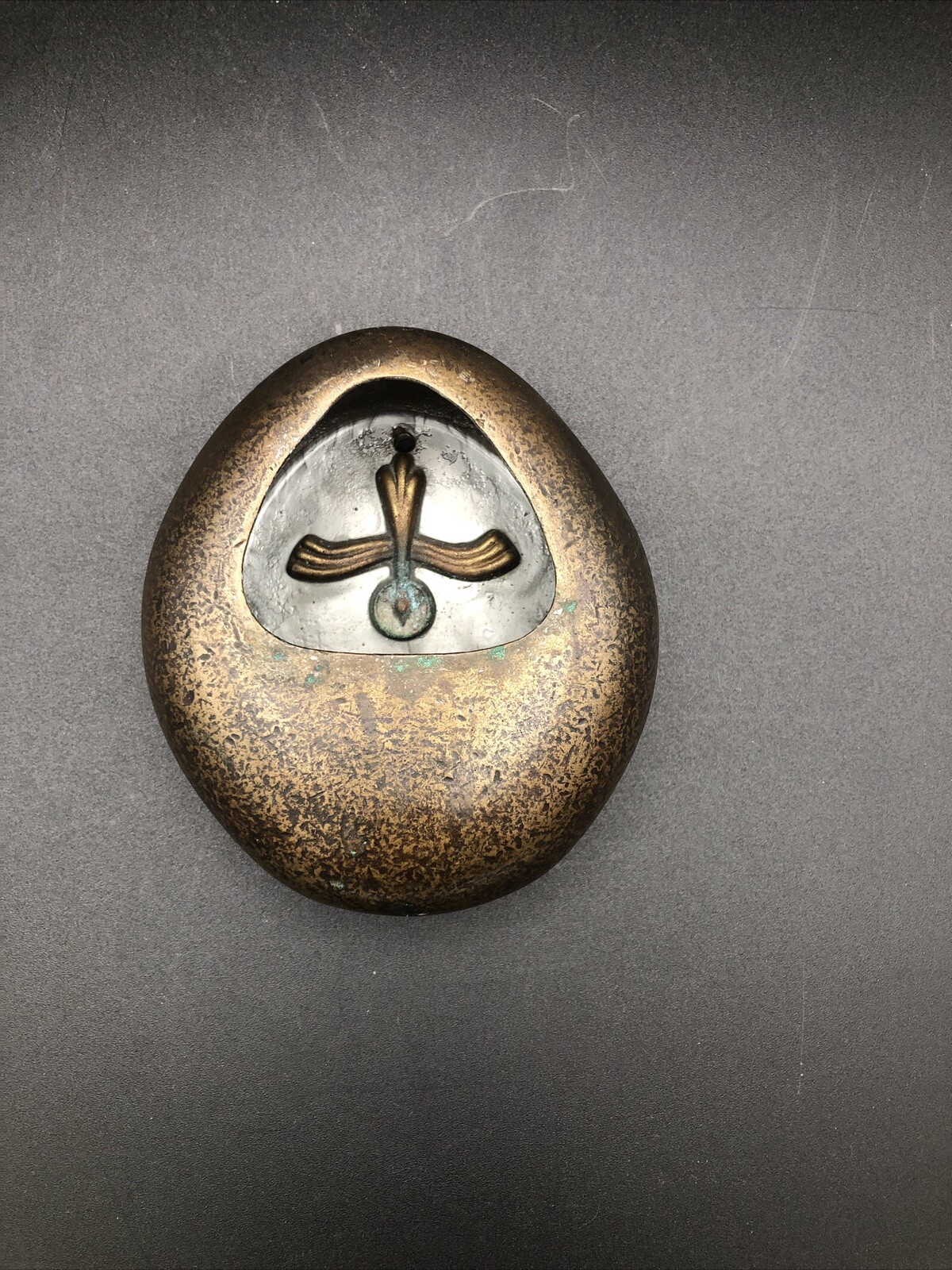 Seltenes Weihwasserbecken Bronze Original 10cm