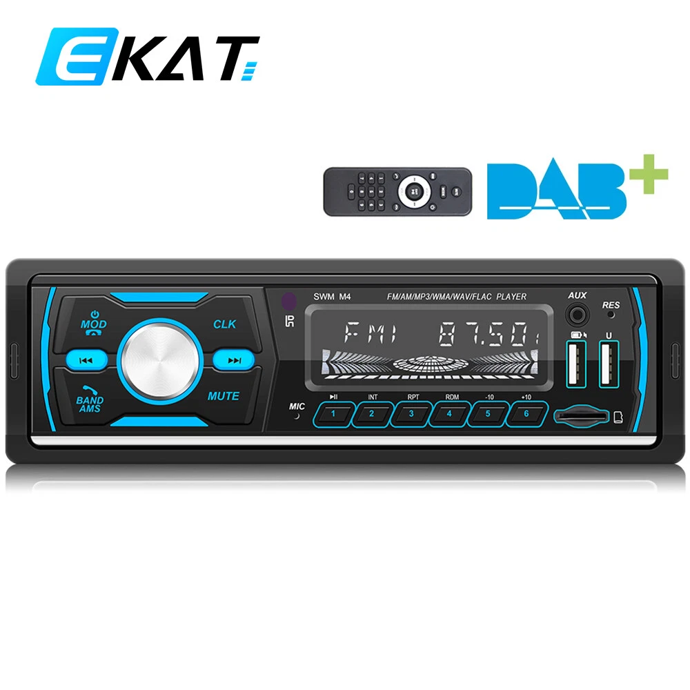 DAB+ Single 1DIN Car Radio Stereo Audio Bluetooth FM MP3 MP4 Player 2 USB  SD AUX