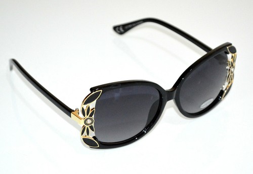 OCCHIALI da SOLE donna NERI ORO lenti ovali strass темные очки sunglasses  BB25 | eBay