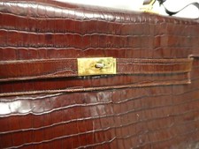 VINTAGE PRESS BASTYAN CROCODILE PATTERN LEATHER HANDBAG TOTE TRAVEL CASE BAG