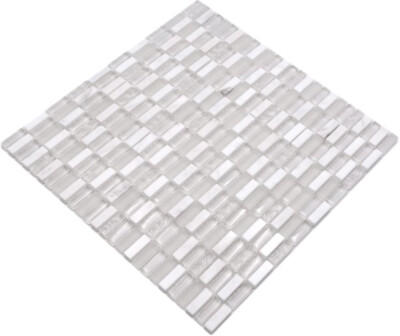 Mosaïque En Verre Blanc Iridium Pour Salle De Bain Ou Cuisine - Modèle WB58-0103, Brillant Et Résistant