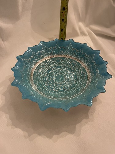 Gorgeous. AZZURRA Teal Silver Backed Glass 8-1/2” Bowl - Picture 6 of 6