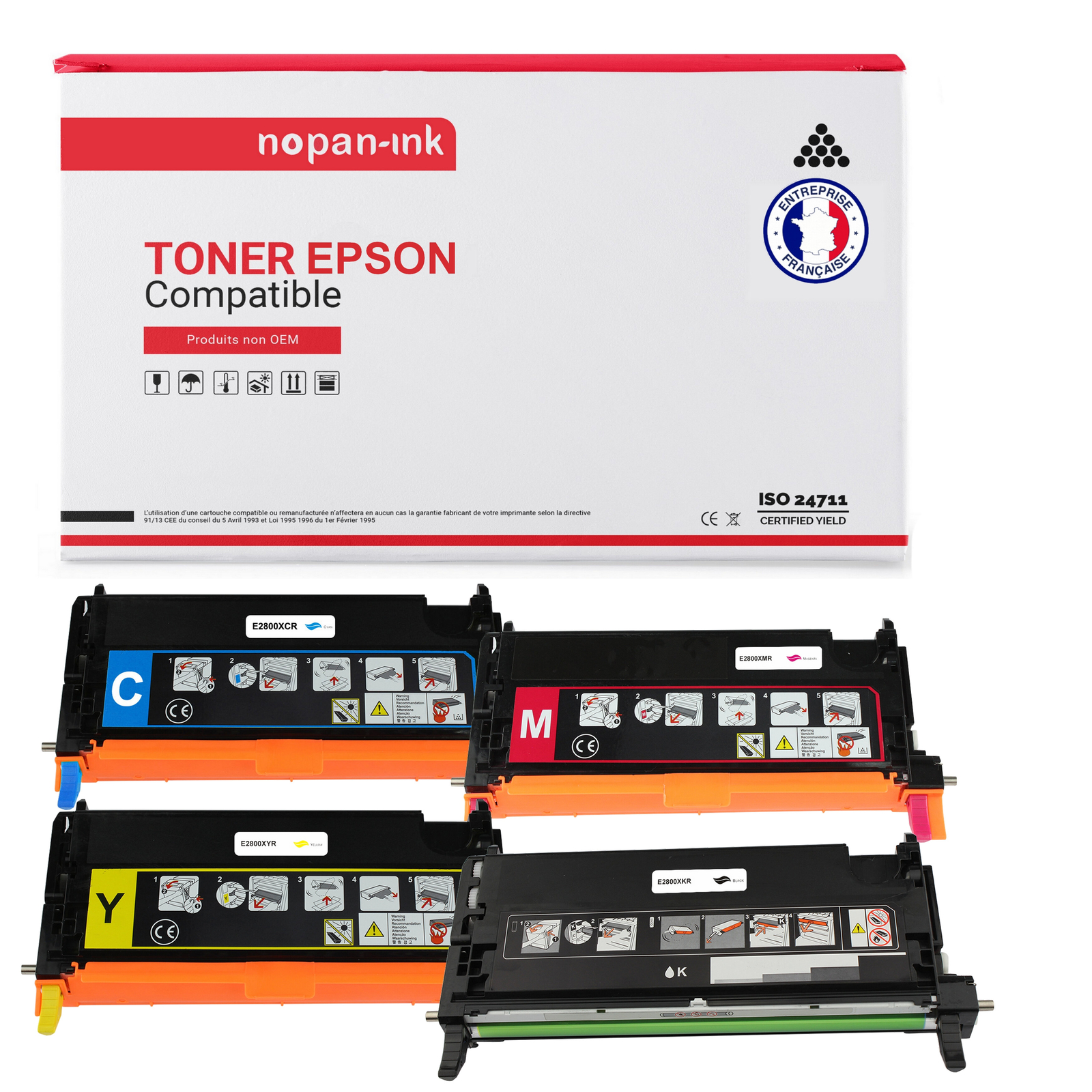 Toner C13S051161 noir et couleur NOPAN-INK compatible Epson lot de 4