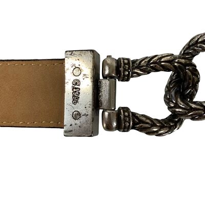 Vintage 1996 BRIGHTON Brown Leather & Silver Belt Western  display picture 1