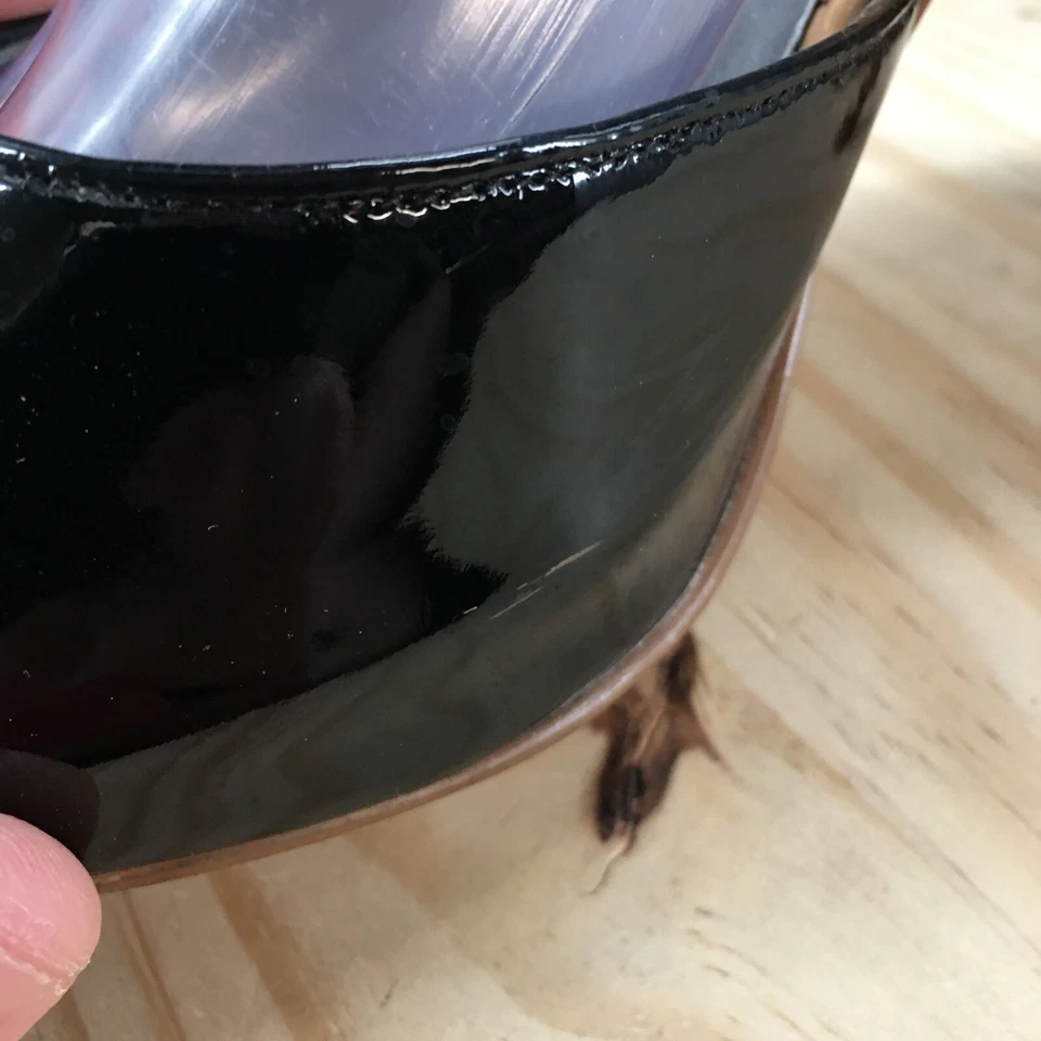 Guess Heels Womens 8.5 M Pump Black Patent Leather Peep Toe Ankle Strap Stiletto - Image 4 of 4