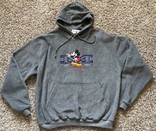 Vintage Disney Store Embroidered Mickey Mouse Medium Fleece Hoodie Sweatshirt
