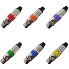 6 Pack 6 Colors XLR 3pin Female Connector Chrome Plated housing with 24K Gold...